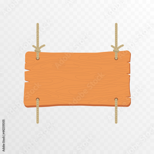 Set of cartoon wooden pointers, plates. Hanging wooden sign. Wooden pointers, plaques on an isolated transparent background. PNG.