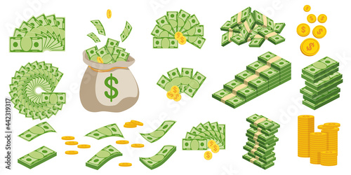 Huge packs of paper money. Bundle with cash bills.