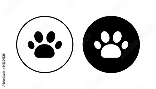 Paw icon set. paw print icon vector. dog or cat paw