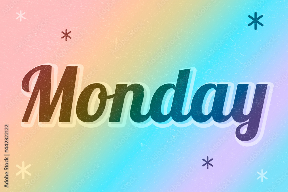 Monday retro word typography on a pink background