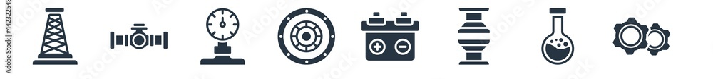 industry filled icons. glyph vector icons such as gears, chemicals, press, industrial battery, industrial tread, temperature, petrol pipe sign isolated on white background. industry filled icons. glyph vector icons such as gears, chemicals, press, industrial battery, industrial tread, temperature, petrol pipe sign isolated on white background.