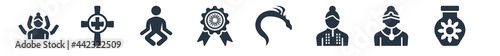 india filled icons. glyph vector icons such as indian vase, chandra, india mother, kali, india badge, guru, gnostic sign isolated on white background.