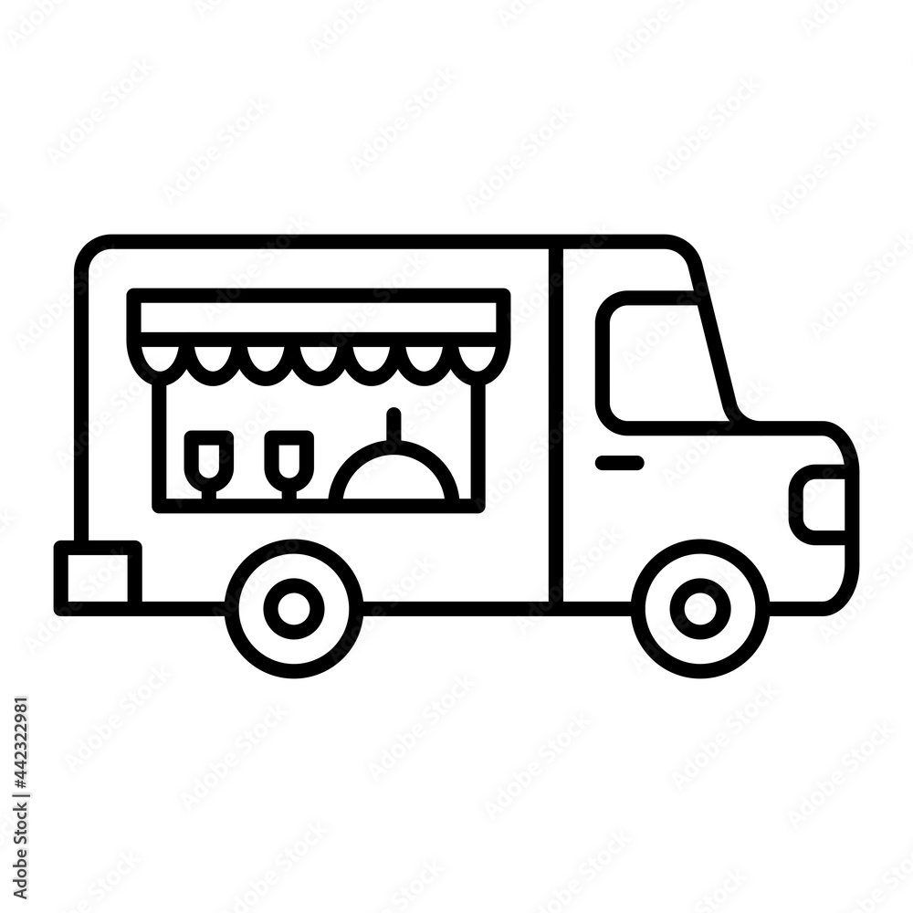 Vector Food Truck Outline Icon Design Vector Food Truck Outline Icon Design