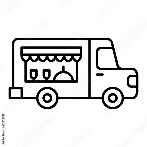 Vector Food Truck Outline Icon Design