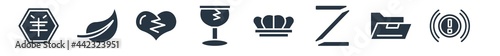 shapes filled icons. glyph vector icons such as brake system warning, open folder, z, reign, breakeable, heartbreak, elliptic sign isolated on white background.