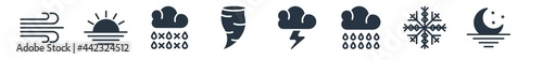 weather filled icons. glyph vector icons such as moonrise, snow, rainy day, stormy, tornado, sleet, aurora sign isolated on white background.