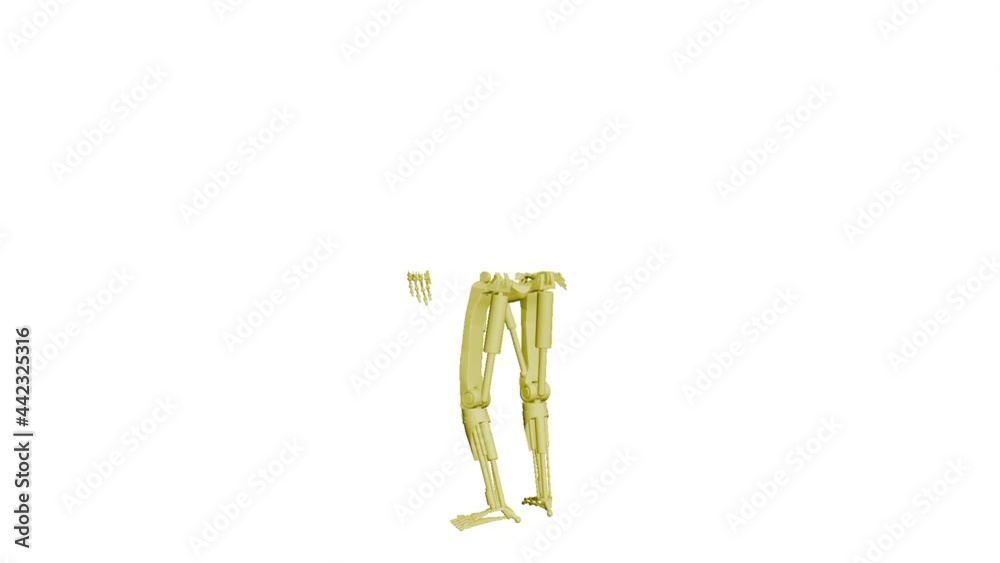Assembling rotating robot. Rotating 3D animation showing the process of building a robot. Video footage for show and animation. White background. Assembling rotating robot. Rotating 3D animation showing the process of building a robot. Video footage for show and animation. White background.