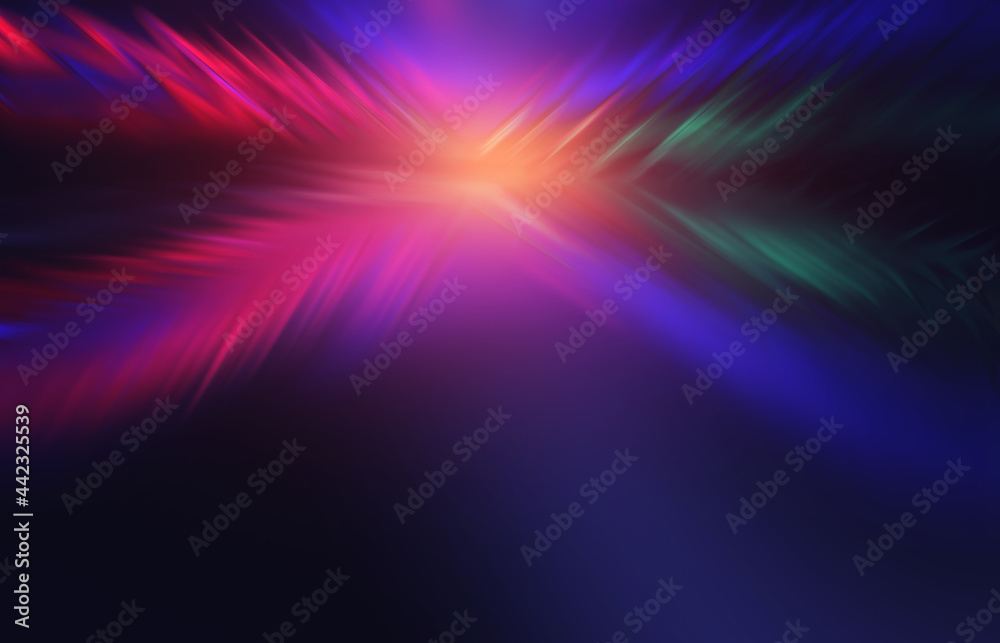 Neon abstract light rays on a dark background. Light effect, laser show, surface reflection. Ultraviolet radiation, nightclub. 3d illustration