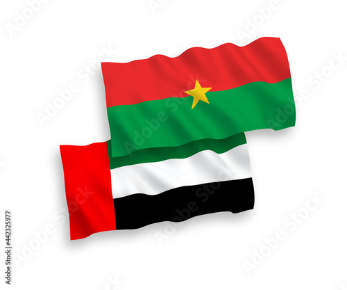 Flags of Burkina Faso and United Arab Emirates on a white background