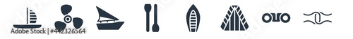 nautical filled icons. glyph vector icons such as rope tied, spyglass, afterdeck, port and starboard, seaworthy, felucca, boat screw sign isolated on white background.