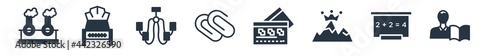 other filled icons. glyph vector icons such as self learning, blackboard with basic calculations, king of the hill, abstract business card, metal paper clip, chandeliers, hotel bed sign isolated on