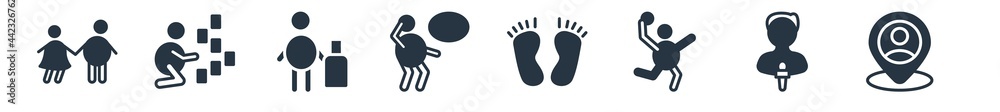 people filled icons. glyph vector icons such as people location, male reporter, volley ball, human feet, strategies, luggage, rummy sign isolated on white background. people filled icons. glyph vector icons such as people location, male reporter, volley ball, human feet, strategies, luggage, rummy sign isolated on white background.