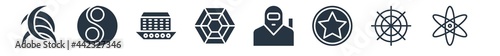 religion filled icons. glyph vector icons such as agnosticism, buddhism, occultism, jihad, pagan, noah ark, taoism sign isolated on white background.