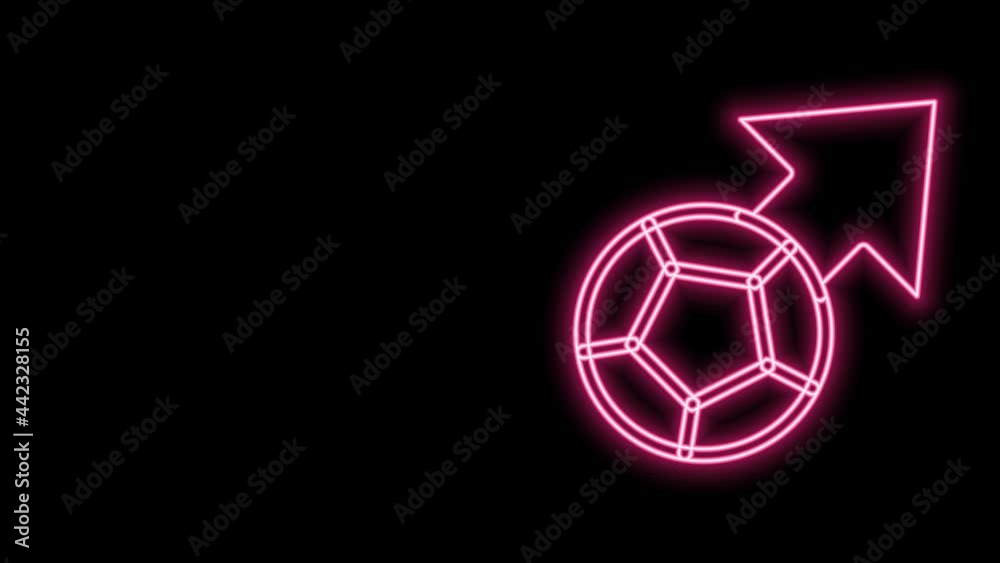 Glowing neon line Soccer football ball icon isolated on black background. Sport equipment. 4K Video motion graphic animation Glowing neon line Soccer football ball icon isolated on black background. Sport equipment. 4K Video motion graphic animation