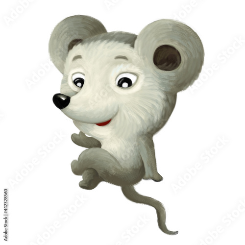 Fototapeta Naklejka Na Ścianę i Meble -  cartoon smiling mouse on white background illustration