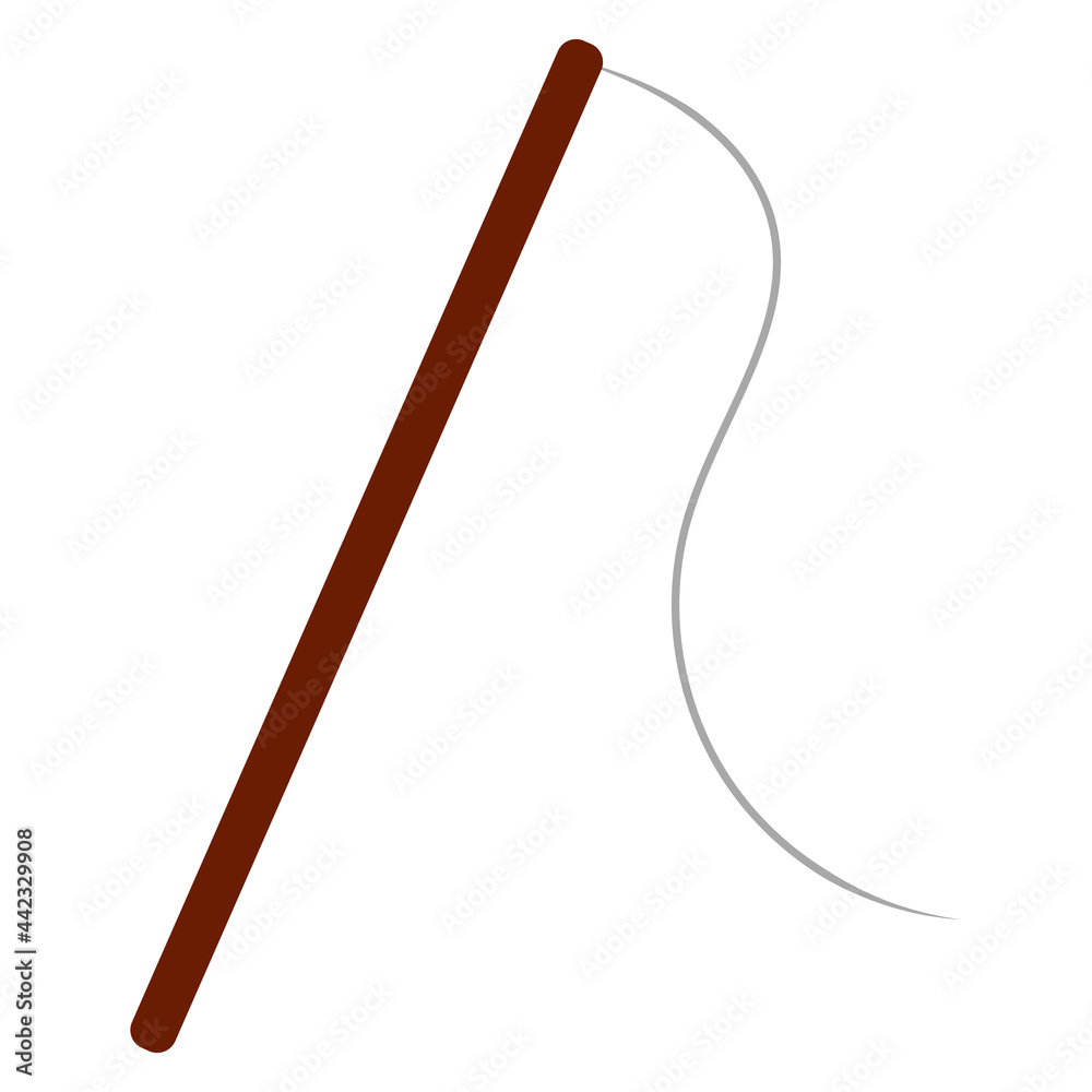Vector illustration of fishing rod in cartoon flat style. accessory for fishing, camping, hiking Vector illustration of fishing rod in cartoon flat style. accessory for fishing, camping, hiking