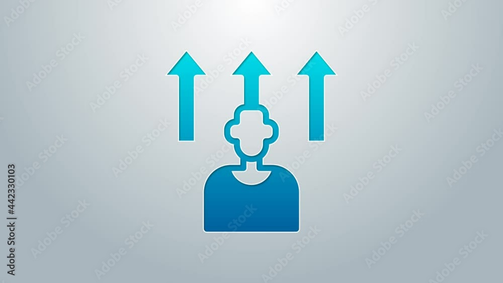Blue line Football or soccer player icon isolated on grey background. 4K Video motion graphic animation Blue line Football or soccer player icon isolated on grey background. 4K Video motion graphic animation
