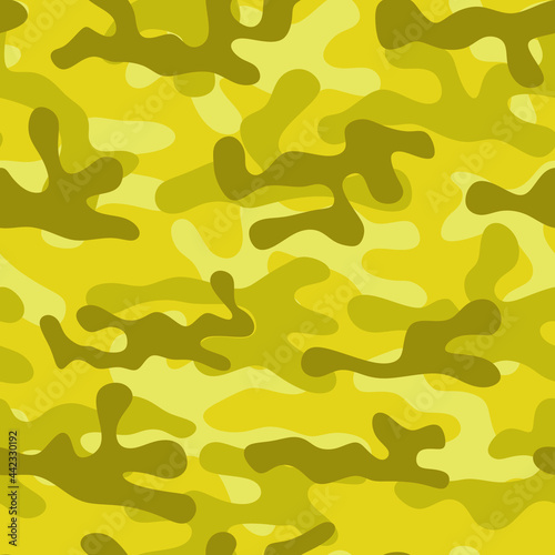 Yellow camouflage, seamless. Military pattern. Print for printing.