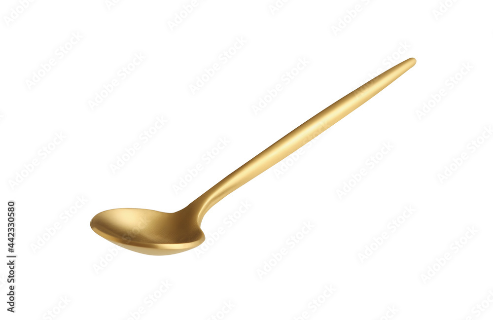 golden tea spoon on a white background golden tea spoon on a white background