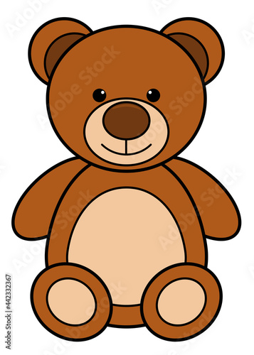 Cartoon teddy bear icon. Cuddly toy bear vector illustration isolated on white background.