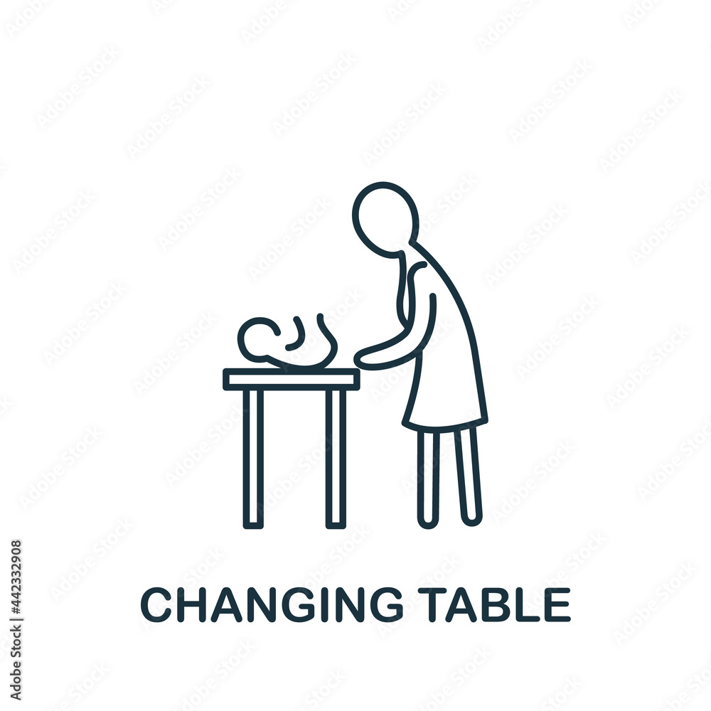 Changing Table icon from baby things collection. Simple line element Changing Table symbol for templates, web design and infographics Changing Table icon from baby things collection. Simple line element Changing Table symbol for templates, web design and infographics