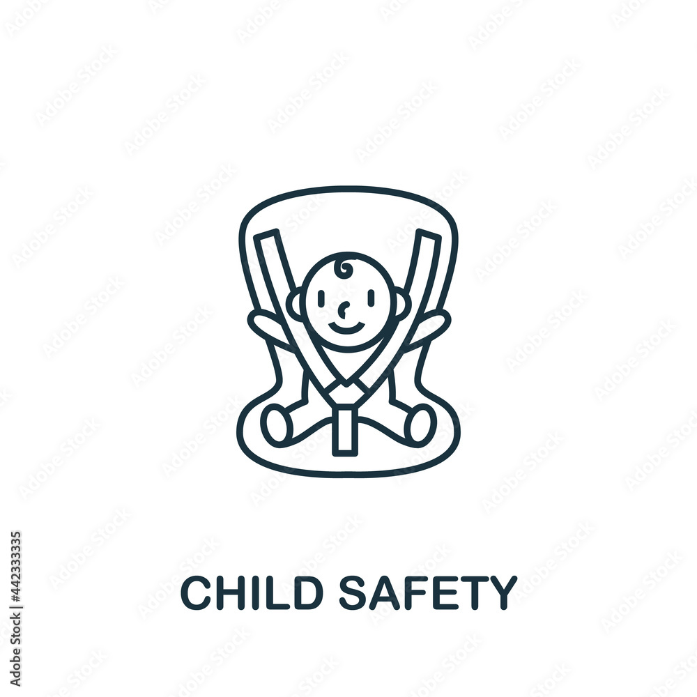 Child Safety icon from baby things collection. Simple line element Child Safety symbol for templates, web design and infographics Child Safety icon from baby things collection. Simple line element Child Safety symbol for templates, web design and infographics