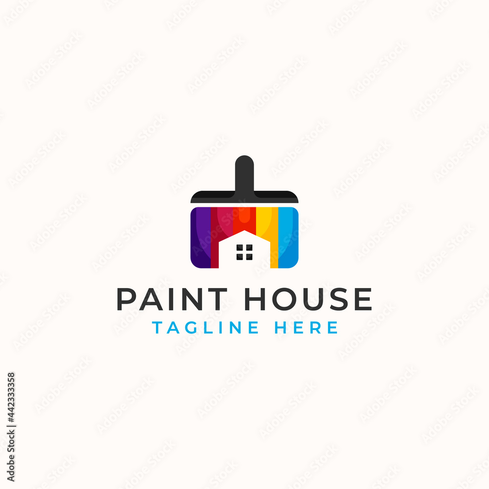 Paint House Logo Template Isolated in White Background