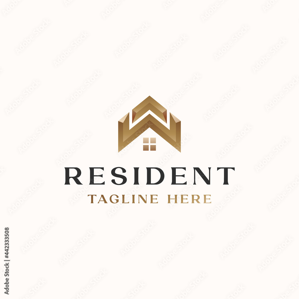 Real Estate Roof House Logo Template Isolated in White Background Real Estate Roof House Logo Template Isolated in White Background
