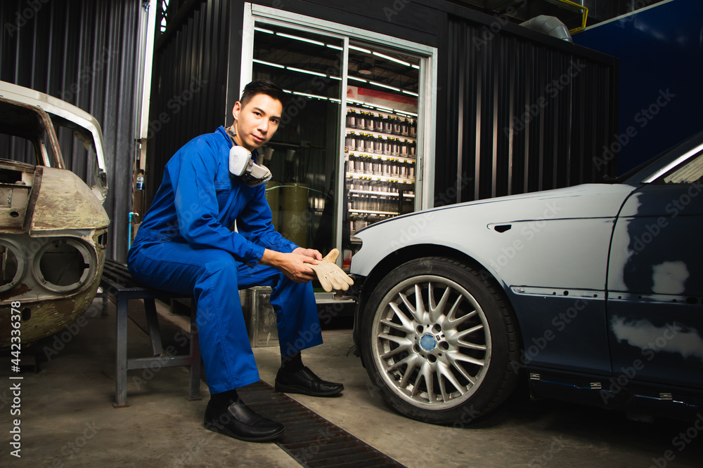 entrepreneur businessman small business owner, paint garage, car repair shop