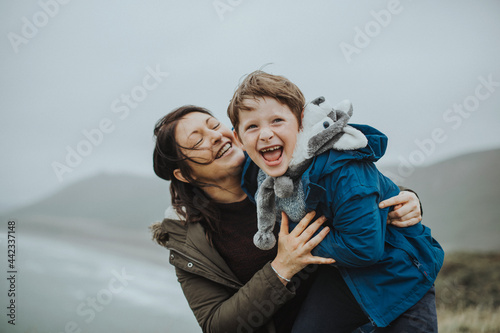 Konstfotografi Happy mother and son enjoying a precious moment
