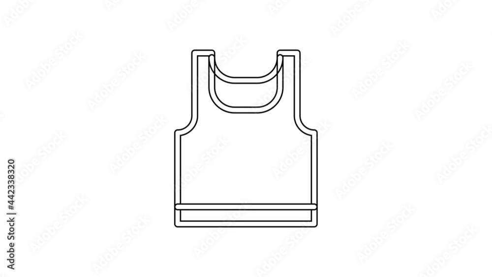 Black line Sleeveless sport t-shirt icon isolated on white background. 4K Video motion graphic animation Black line Sleeveless sport t-shirt icon isolated on white background. 4K Video motion graphic animation