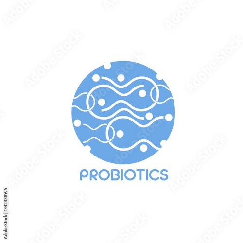 Probiotics logo. Bacteria logo. Concept of healthy nutrition ingredient for therapeutic purposes. Simple flat style trend modern logotype graphic design isolated