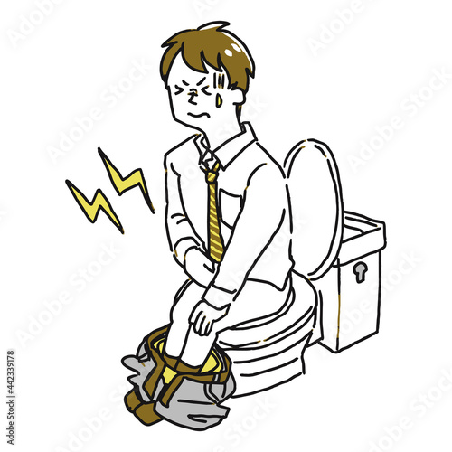 トイレでお腹を下している男性