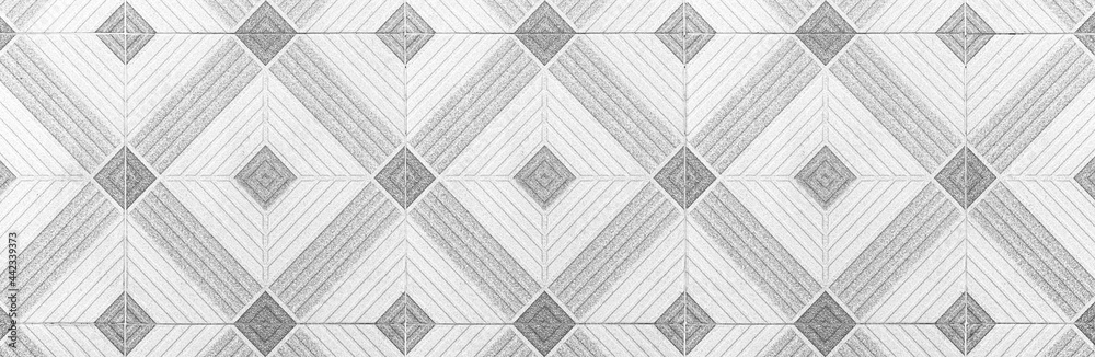 Obraz premium Panorama of Vintage antique ceramic tile pattern texture and seamless background
