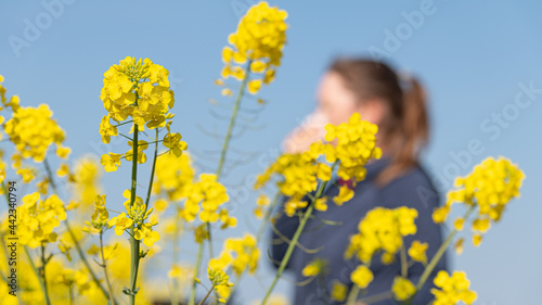 a woman suffering from pollen allergy photo