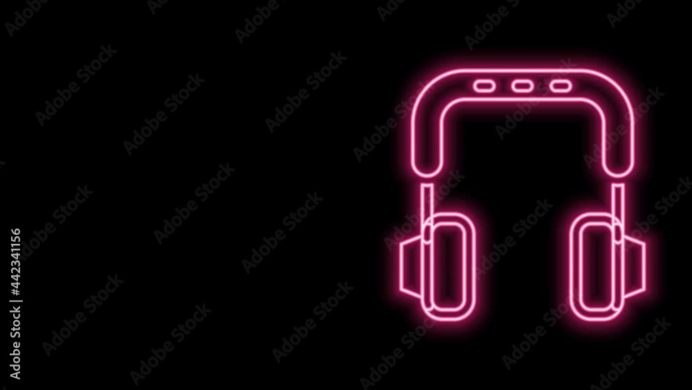 Glowing neon line Headphones icon isolated on black background. Earphones. Concept for listening to music, service, communication and operator. 4K Video motion graphic animation Glowing neon line Headphones icon isolated on black background. Earphones. Concept for listening to music, service, communication and operator. 4K Video motion graphic animation