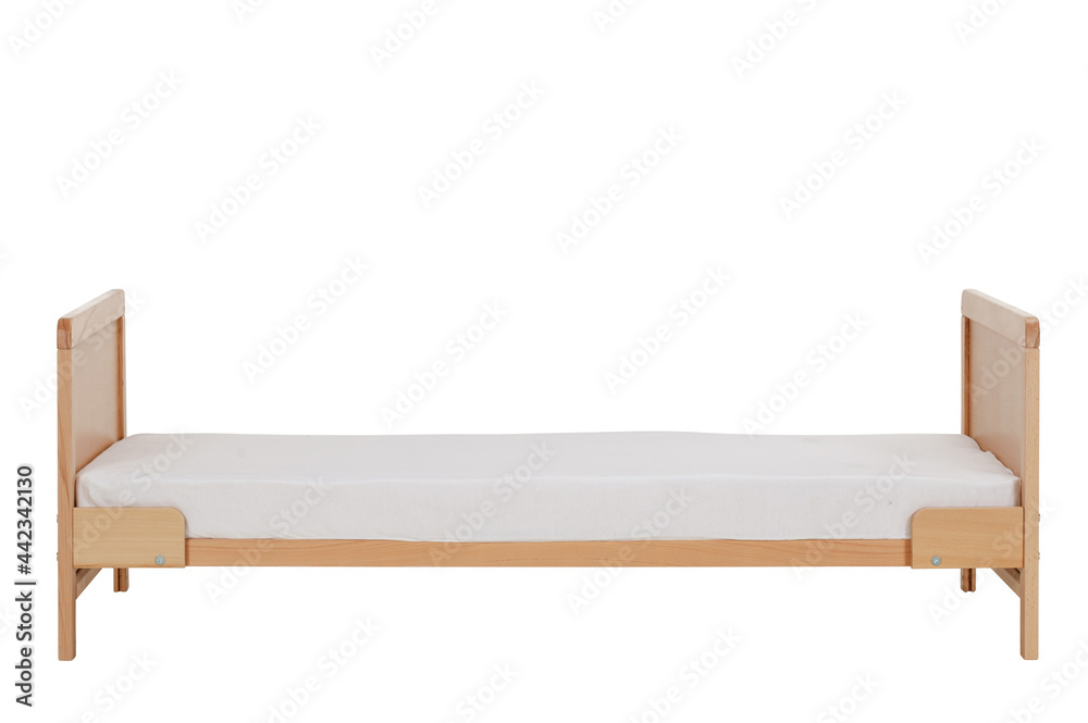 Wooden junior bed on a white isolated background Wooden junior bed on a white isolated background