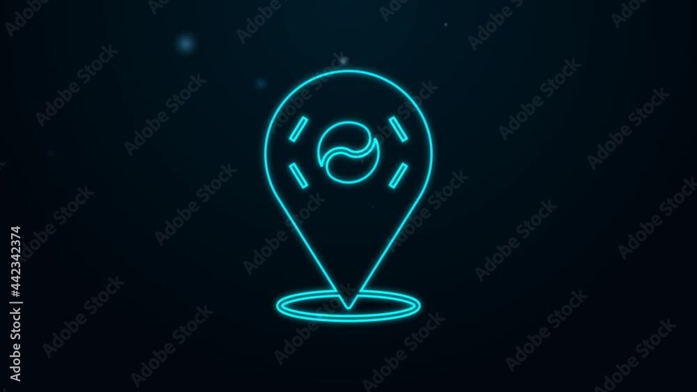Glowing neon line Location South Korea icon isolated on black background. 4K Video motion graphic animation Glowing neon line Location South Korea icon isolated on black background. 4K Video motion graphic animation