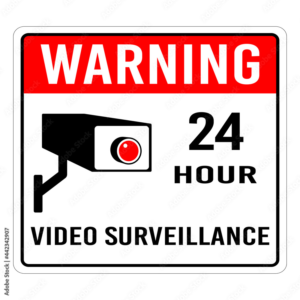 24 Hour Video Surveillance Sign. Warning 24 hour surveillance sign ...