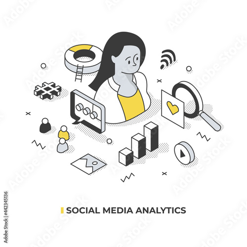 Social Media Analytics Isometric Concept