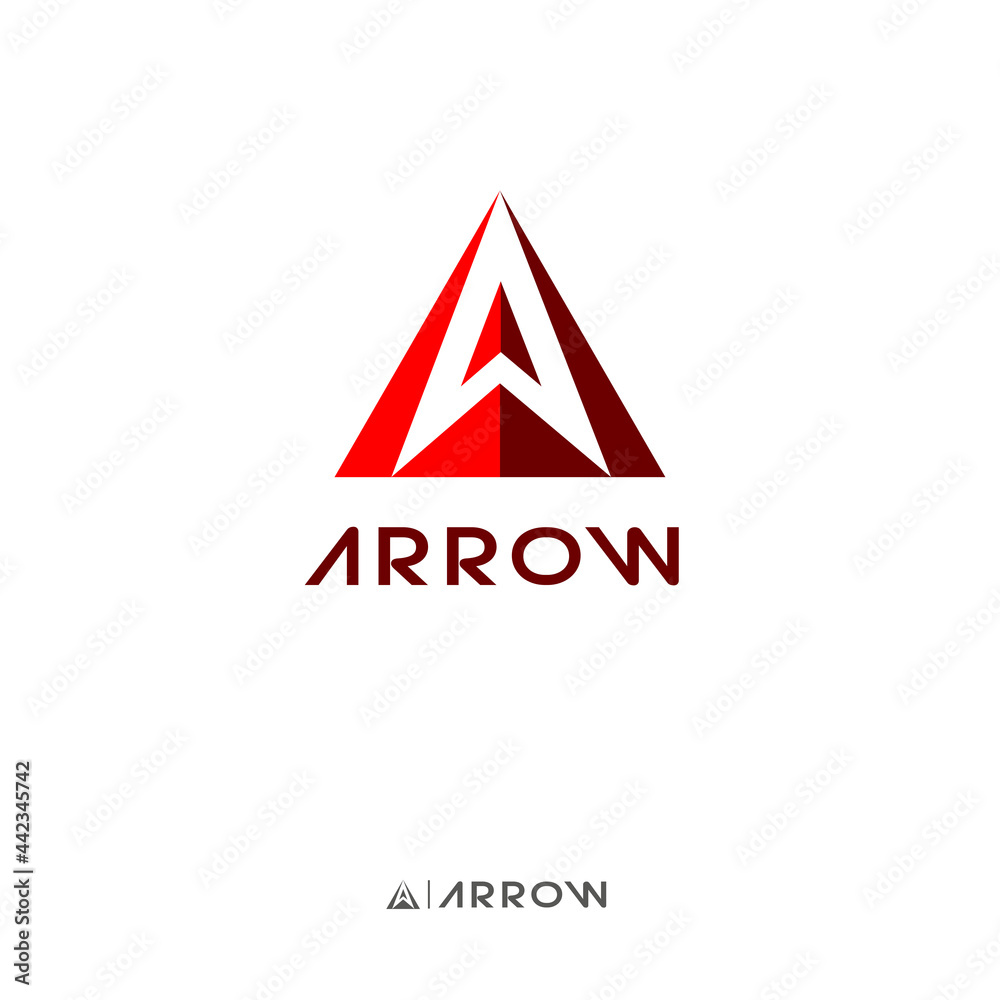 Initial A Logo Design. Red triangle with white arrow symbol inside. Vector smart mark of letter A Initial A Logo Design. Red triangle with white arrow symbol inside. Vector smart mark of letter A