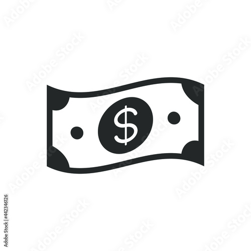 Bill icon. Banknote money symbol. Paper cash sign. Finance and economy banking pictogram. Currency logo. Vector illustration image. 