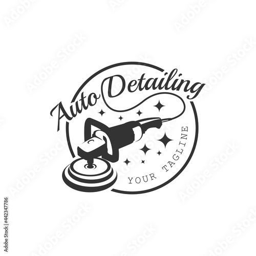 Vintage style auto polish detailing logo design