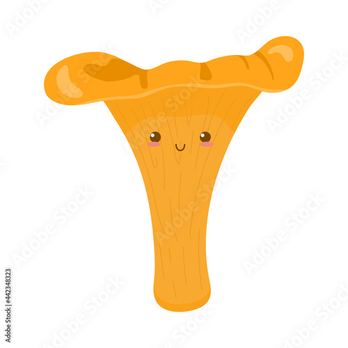 Chanterelle mushroom character. Vector illustration.