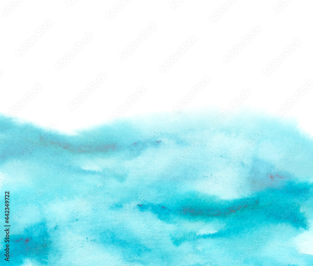 Watercolor line of blue paint, splash, smear, blot, abstraction