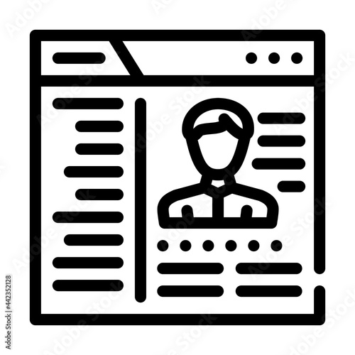 cms with data kyc line icon vector. cms with data kyc sign. isolated contour symbol black illustration
