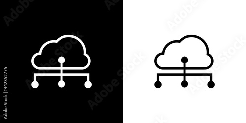 Cloud with node icon , networking icons are connected to each other, for internet and cloud network icons