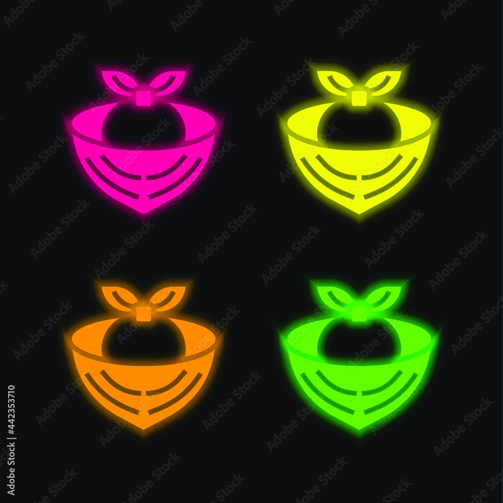 Fototapeta premium Bandana four color glowing neon vector icon
