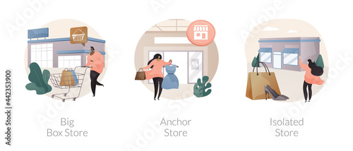 Retail shop abstract concept vector illustrations.
