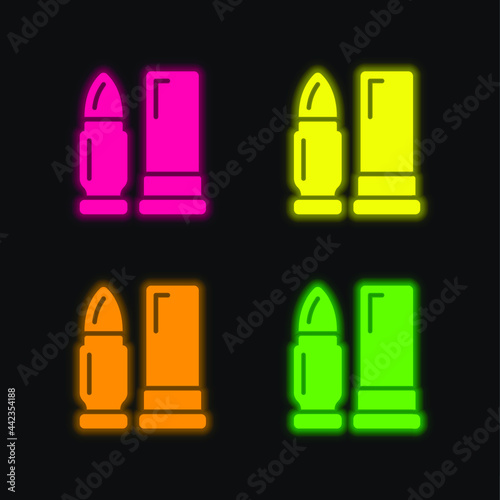 Ammunition four color glowing neon vector icon